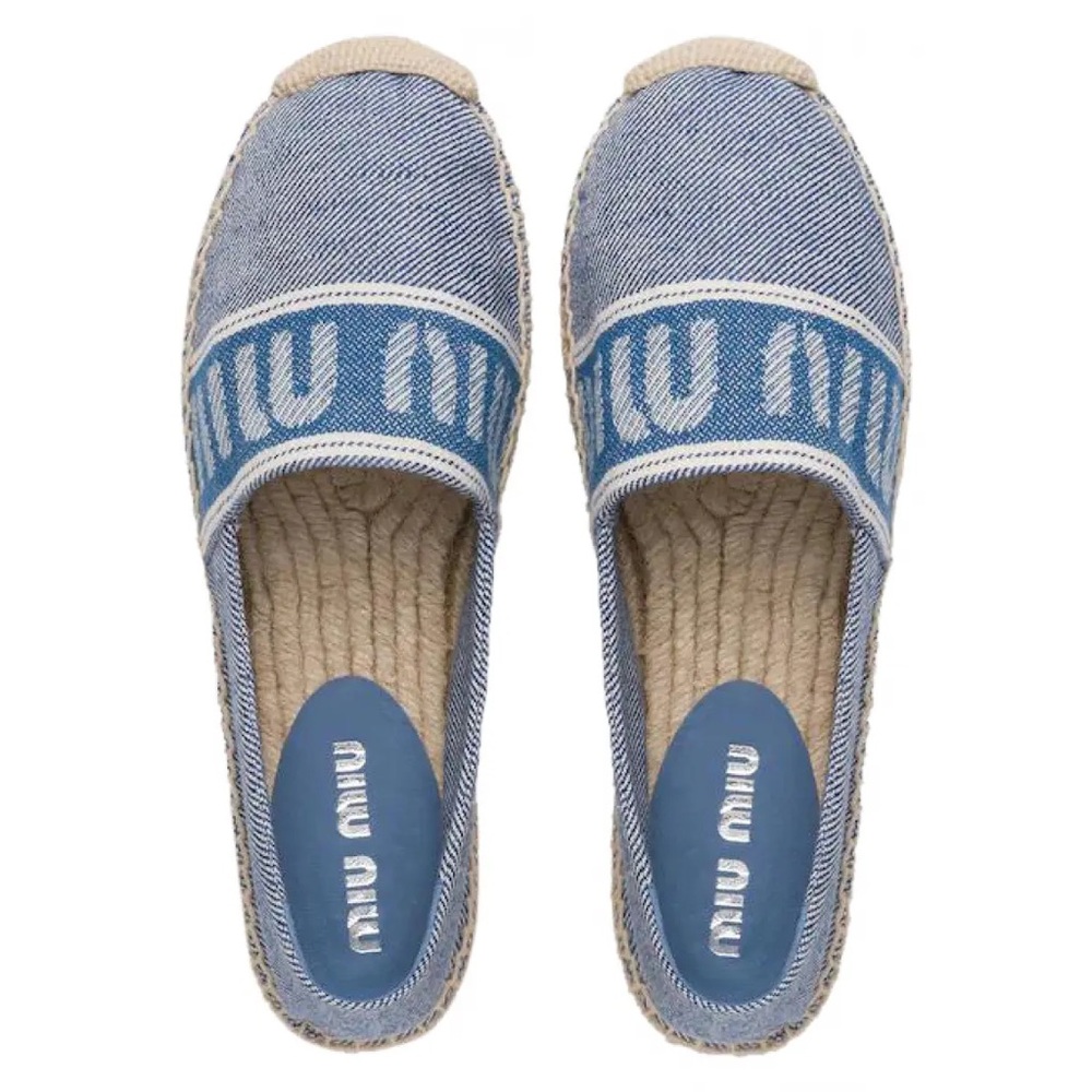Miu Miu Denim Denim Blue Espadrille Slip-Ons - Picture 1 of 3